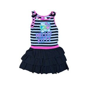 Hello Kitty Girls Dress Small 6/6X – Striped Top & Ruffle Skirt – 2015 Sanrio